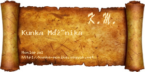 Kunka Mónika névjegykártya